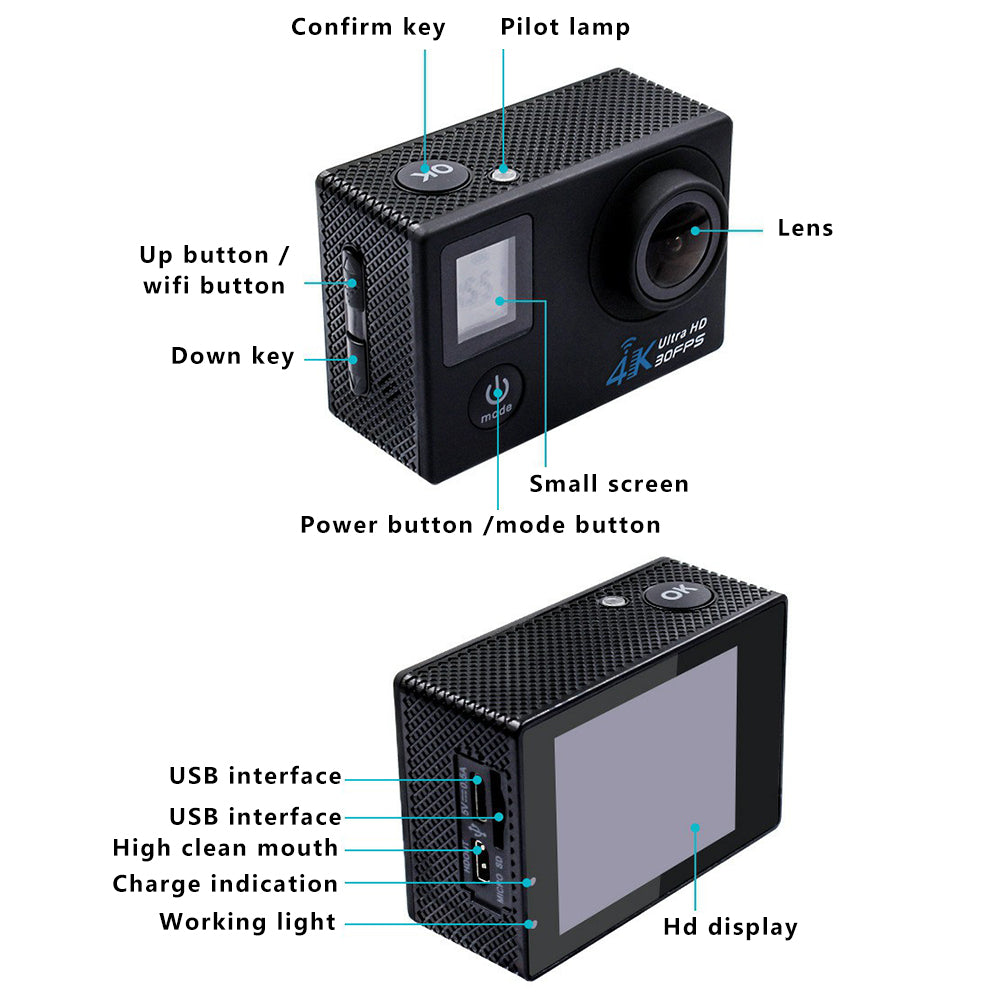 F200AS Action Camera Sports Video DV Camera 2-Inch Screen Mini Camcorder with Waterproof Case F200AS Action Camera Sports Video DV Camera 2-Inch Screen Mini Camcorder with Waterproof Case
